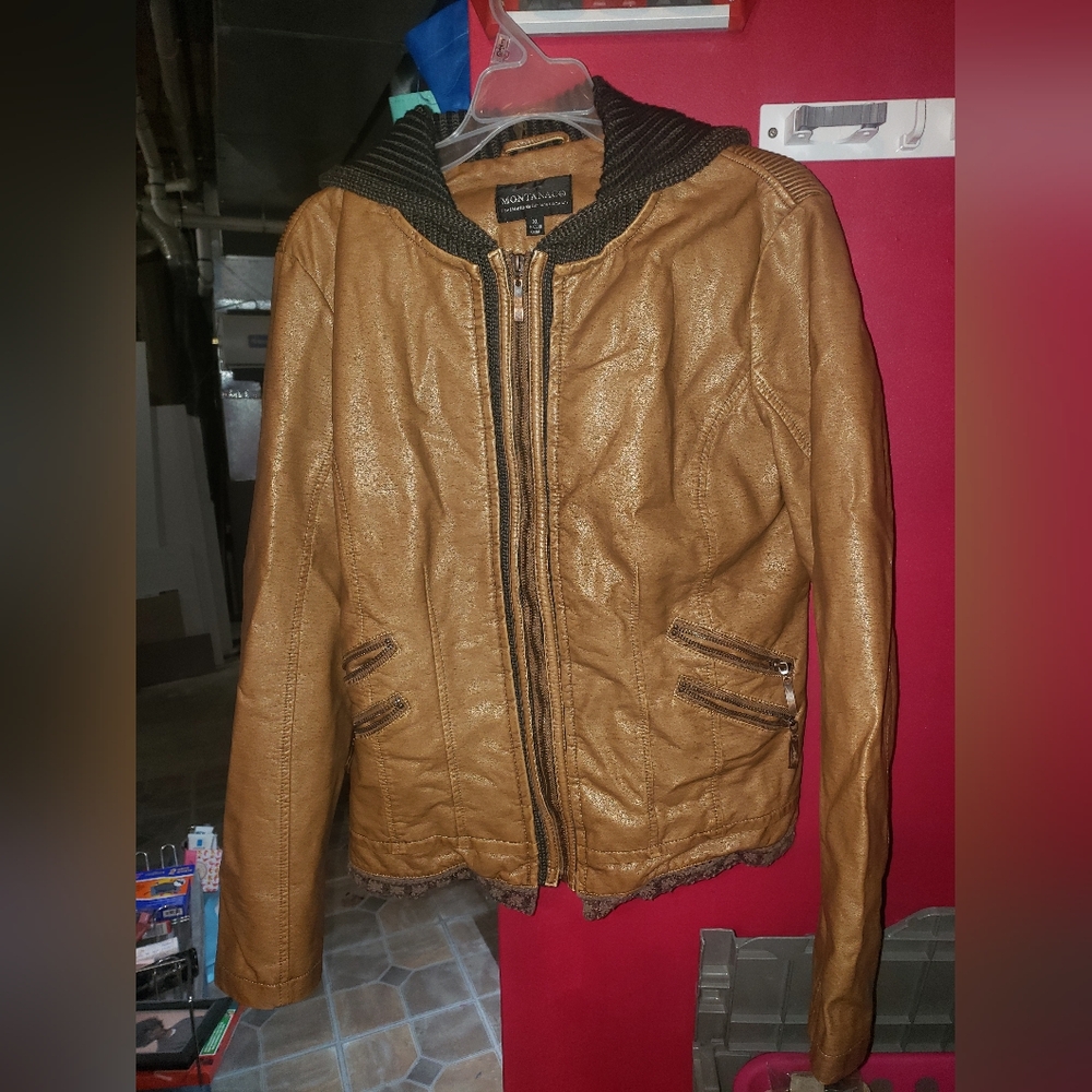 Genuine leather Montanaco women's hooded jacket